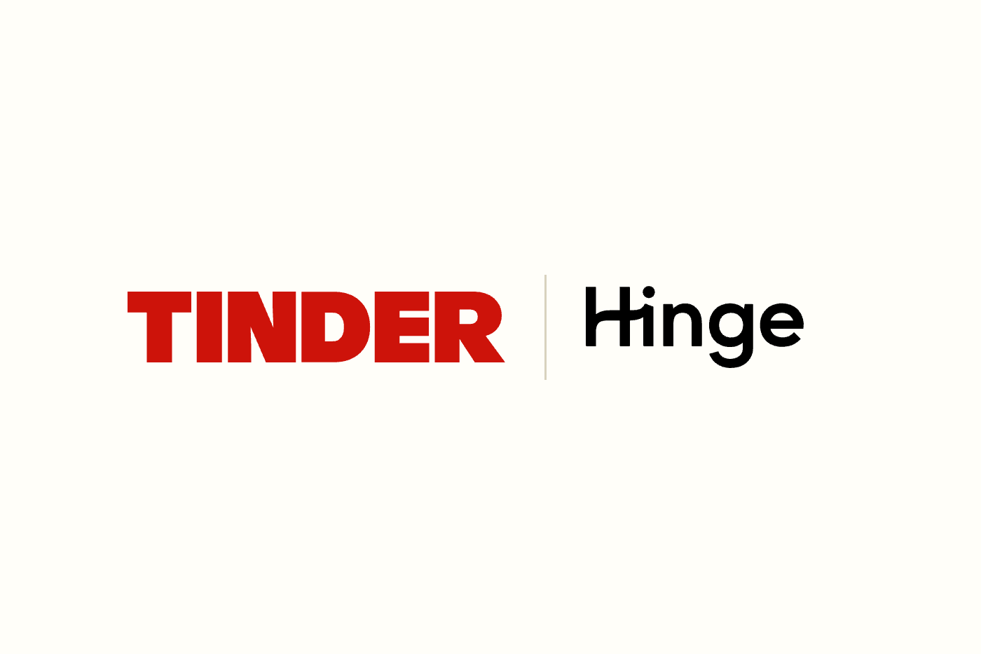 The Tinder and Hinge logos side by side