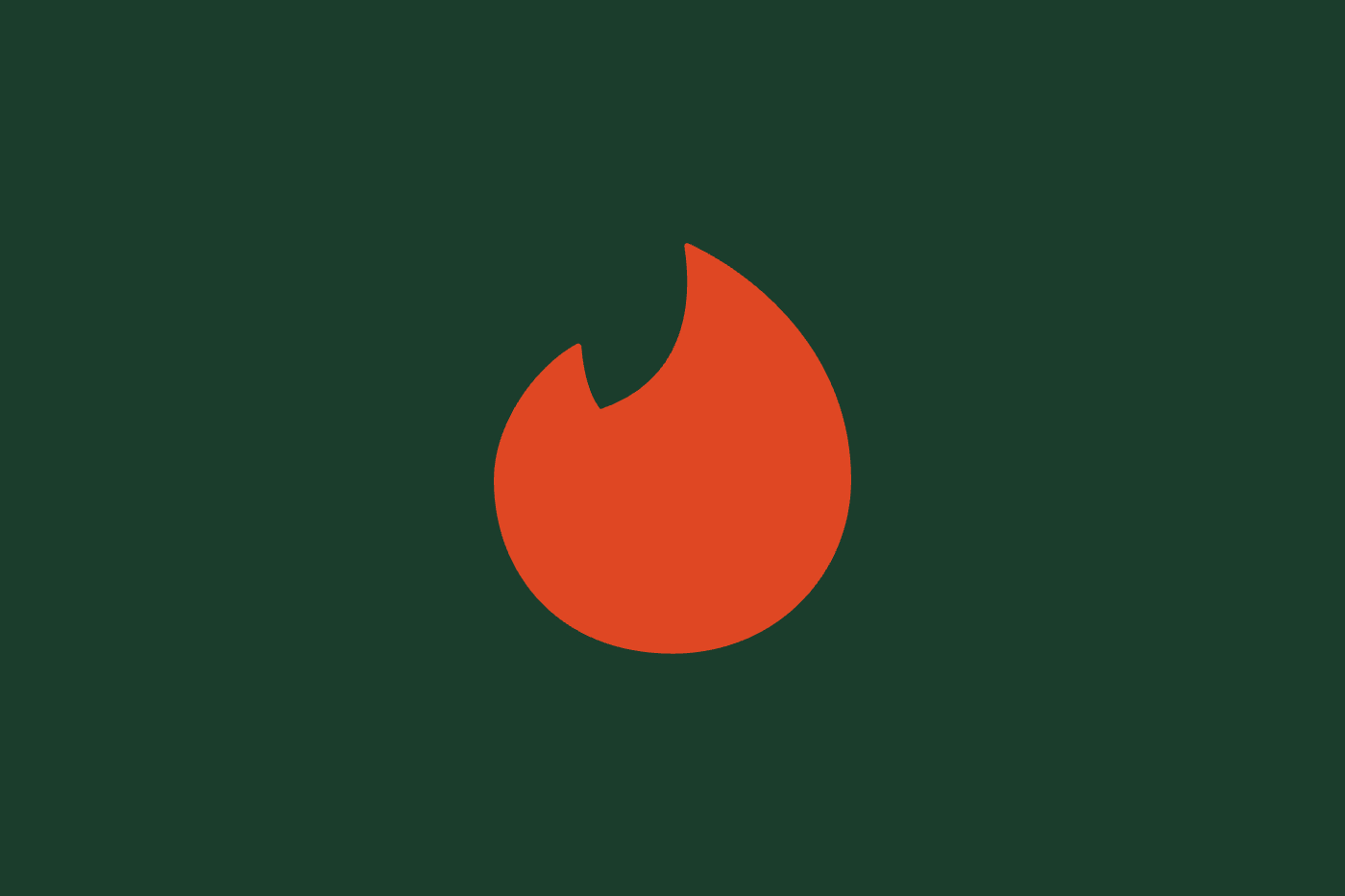The Tinder flame on a dark green ground