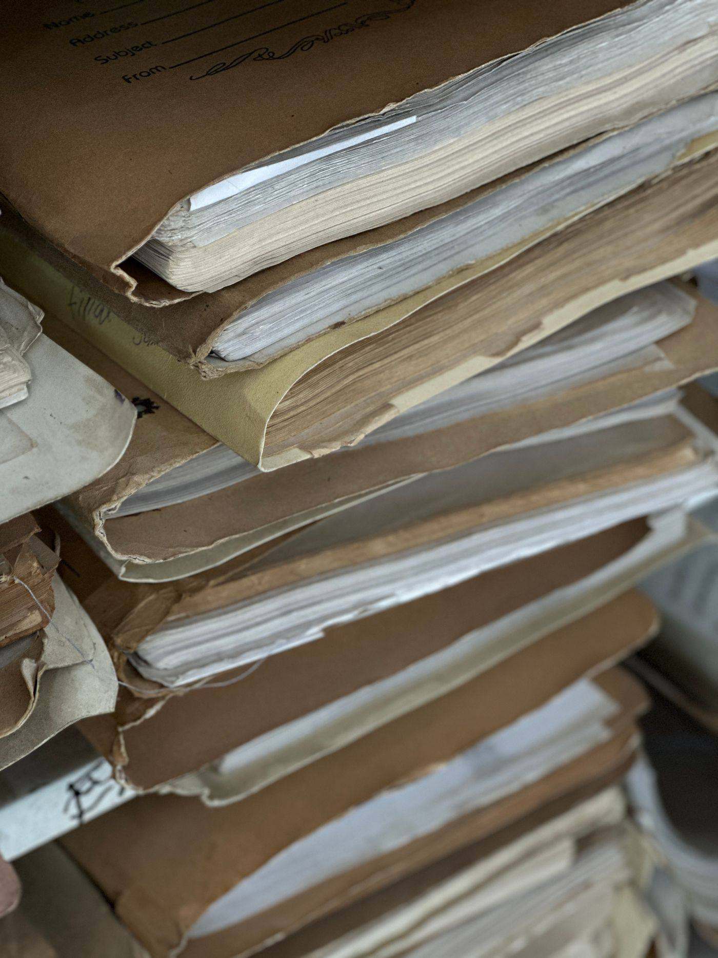 Stacks of old paper files