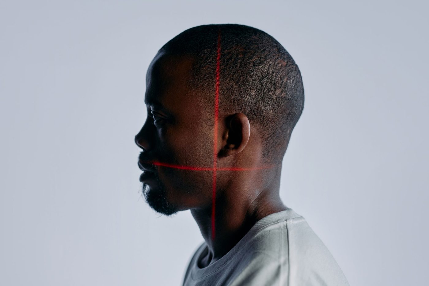 A face being measured by scanning lines